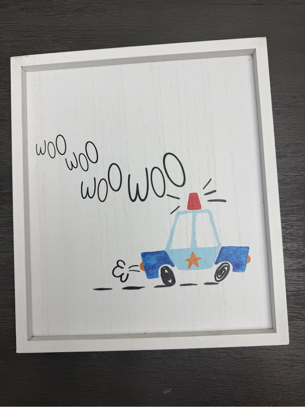 Hobby Lobby Blue Police Car Framed Wall Art with Red Siren